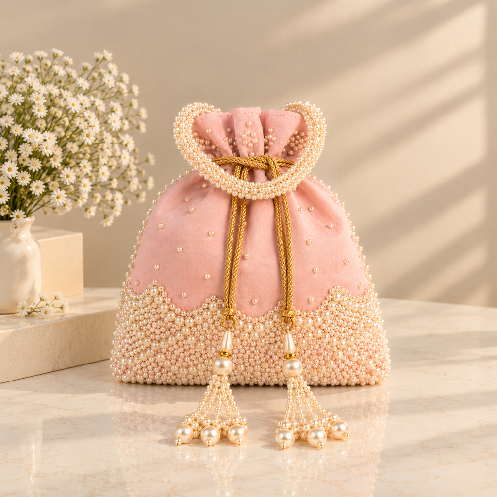 Women Pink Embellished Potli Bag