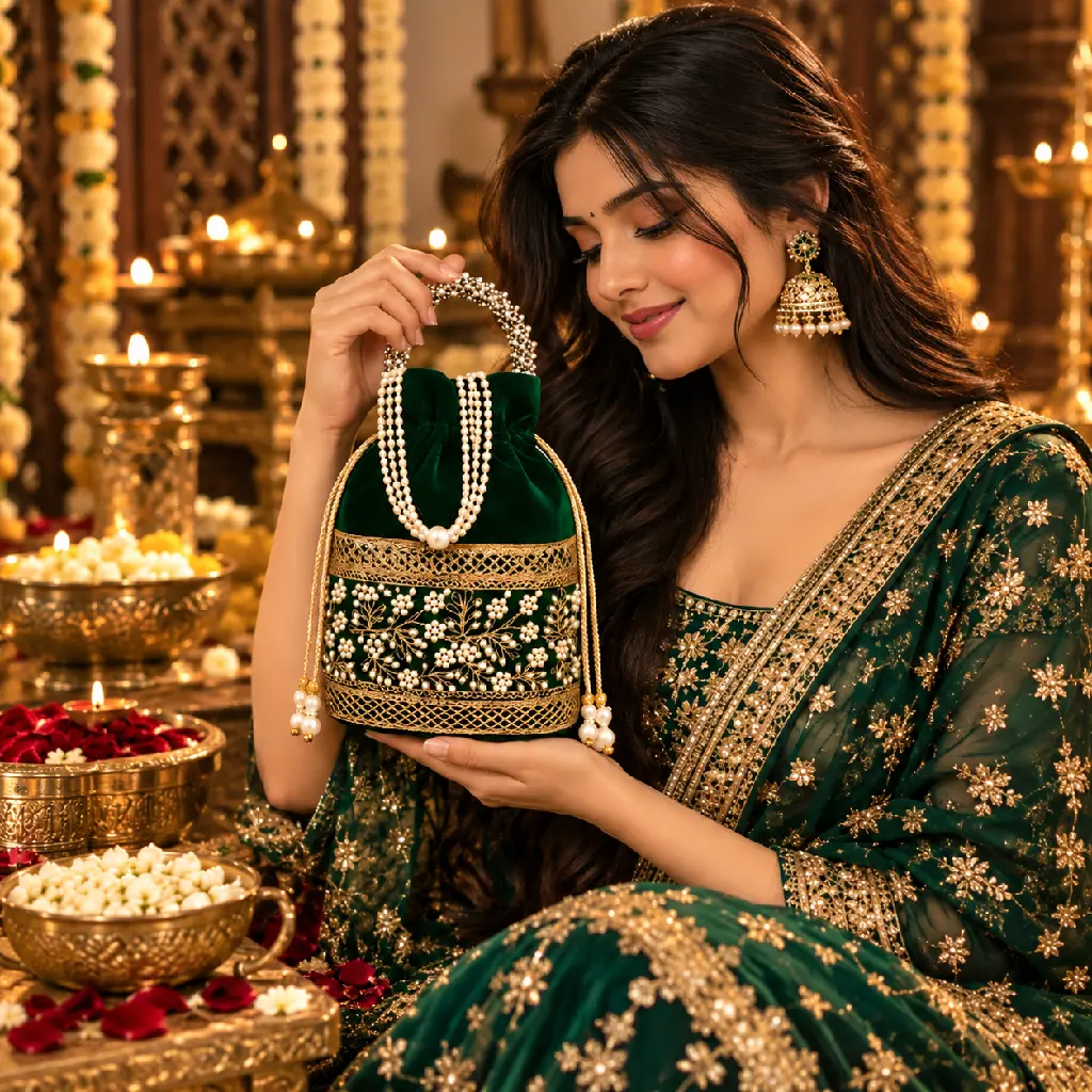 Emerald Potli in Golden Temple Light.webp