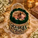 Emerald Velvet Bridal Vanity Pouch.webp