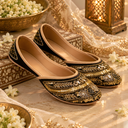 Royal Black Zardosi Embroidered Ethnic Punjabi Juttis