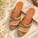 Premium Golden Embellished Jutti for Women | Designer Floral Stone & Sequin Work | Sparkling Ethnic Mojari Slip-On Flats