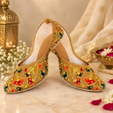 Noor-e-Sunehri | Multicolour Embroidered Golden Punjabi Jutti