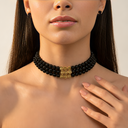 Handcrafted Glossy Black Beads Choker Necklace