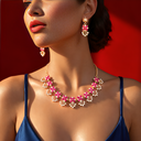 Ethnic Party Wear Diamond Pink Stone Designer Necklace Set