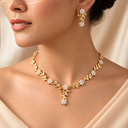 Western Party Wear Cubic Zirconia Rose Gold-Plated Jewellery Set