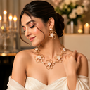 Gold-Plated Floral Pearl Twisted Knots Choker Necklace