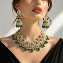 Gold-Plated Green Pearls Necklace Set