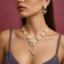Gold-Plated American Diamond Floral Choker Necklace Set