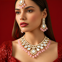 Rose Quartz American Diamond Choker Set