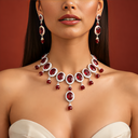 Ruby Necklace American Diamond LUXURY Red Stone Necklace