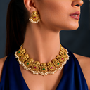 Temple Bridal Necklace Set, South Indian Wedding Antique Gold Jewelry,
