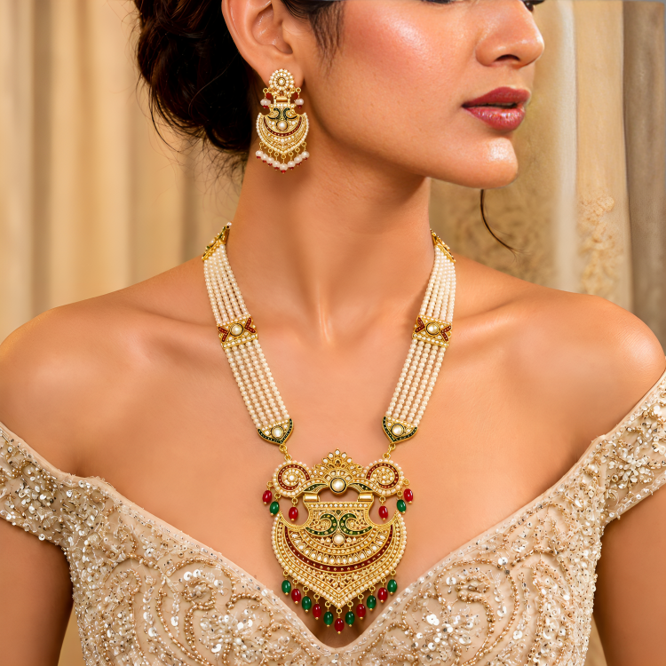 Rajasthani Traditional Ethnic wear Gold Plated  design Necklace