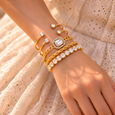 Aureliq Luxe 4-in-1 Golden Crystal Bracelet Combo for Women