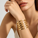 Aureliq Fashion Gold Plated Multi-Layer Wide Statement Cuff Bracelet for Women