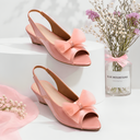 Blush Bow Elegance – Pink Slingback Wedges