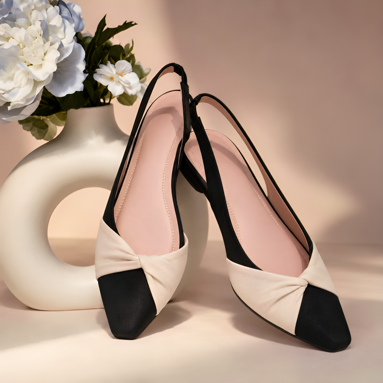 Noir Twist Two-Tone Slingback Flats