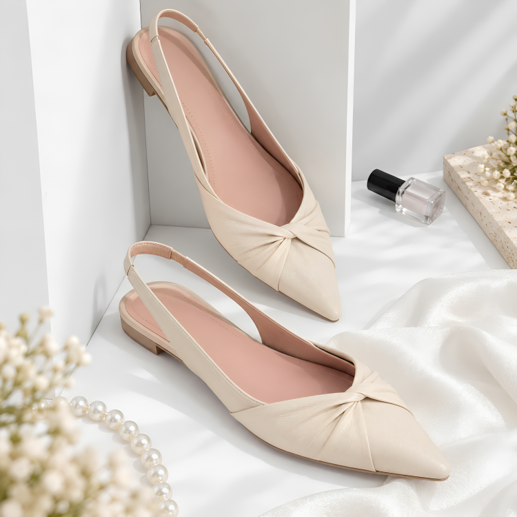 Pleated / Twist Front Flat Mules