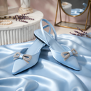 Serenade Blue Satin Flats