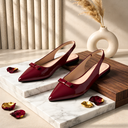 Wine Patent Ribbon Mules