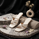 Creme Gold-Detail Chic Sandals