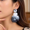 Aureliq Elegant Grey Gradient Floral Tiered Dangle Earrings