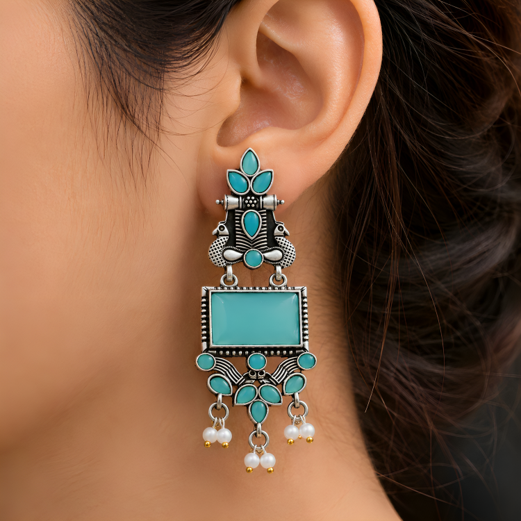 AURELIQ Contemporary Mint-Green Fusion Dangle Earrings