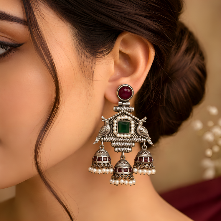 AURELIQ Glamorous Cascading Spiral Crystal Statement Earrings