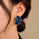AURELIQ Regal Midnight Blue Enamel & Crystal Earrings