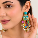 Aureliq Turquoise Meenakari Statement Jhumkas
