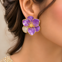 Aureliq Royal Lavender Bloom Statement Earrings